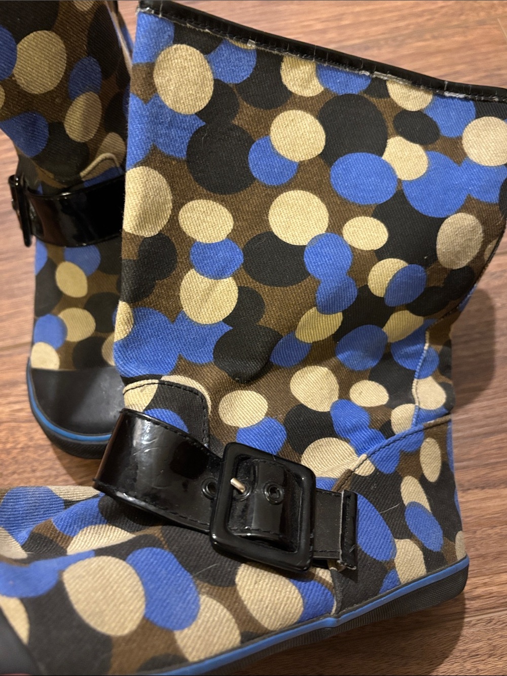 Aldo Blue, Black & Tan Polka Dot Ankle Boot - Picture 8 of 8
